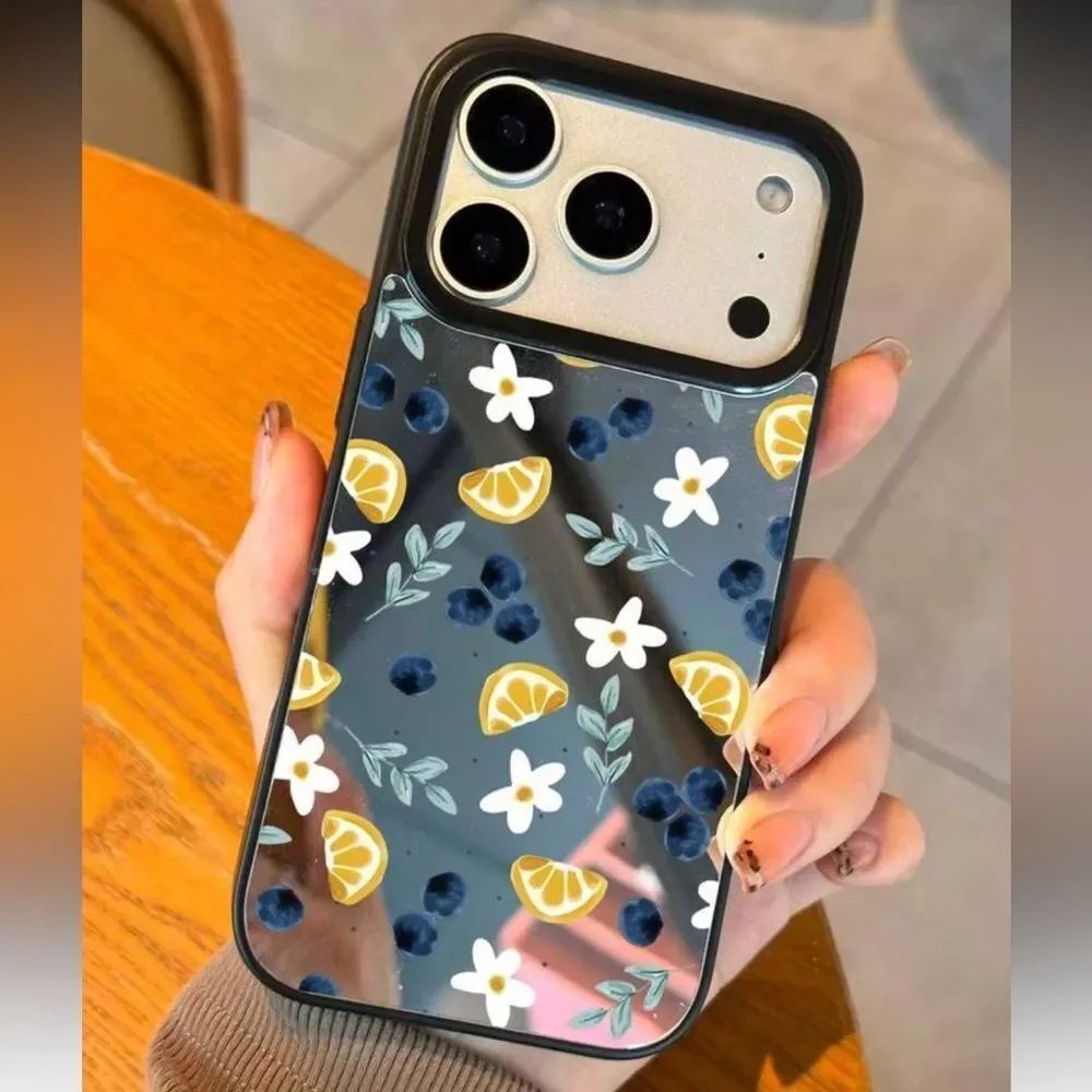 Free People Black Phone Case with Yellow Lemon & White Floral Print